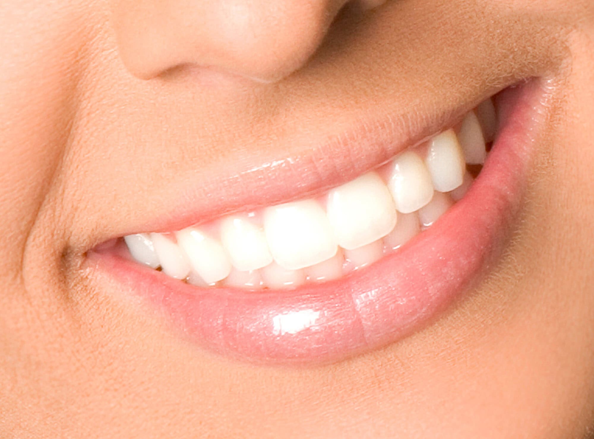 Healthy woman teeth and smile close up